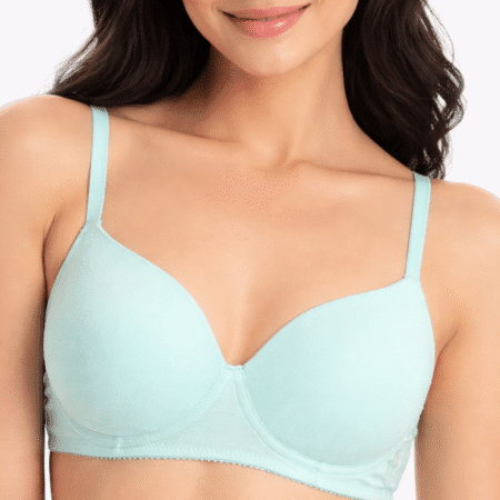Zivame Turquoise Blue Solid Non-Wired Lightly Padded T-shirt Bra